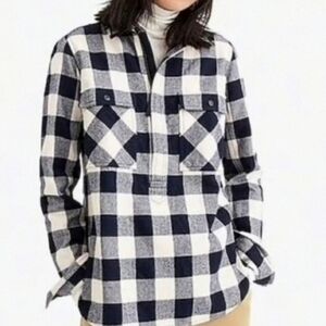 J. Crew Checkered Plaid Flannel Shirt Shacket Size Small Wool Cotton Blend